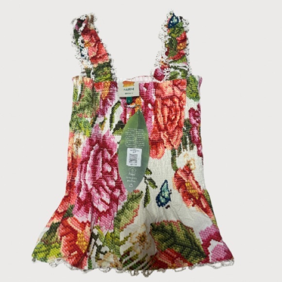 NWT FARM RIO Vintage Floral Smocked Cami Top | S - Picture 7 of 9